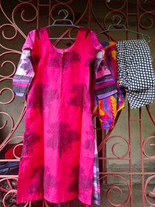 Printed Kurta Set With Churidar And Dupatta
