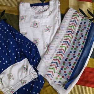 Beutiful White &amp; Blue 3-Piece Set