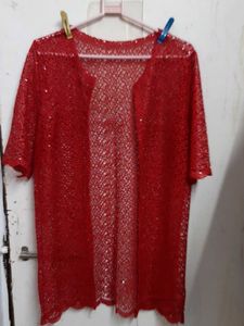 Sparkly Red Lace Kimono Top