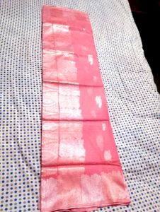 Beautiful Pink Saree with Silver Work