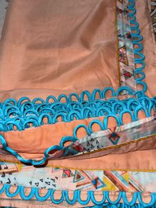 Peach Saree with Trendy Border