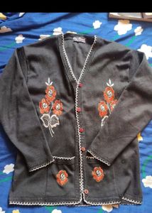 Vintage Embroidered Black Cardigan