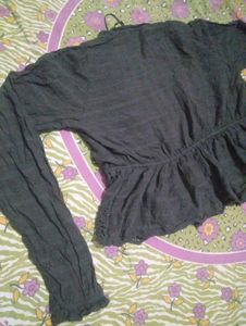 Dark Grey Peplum Top