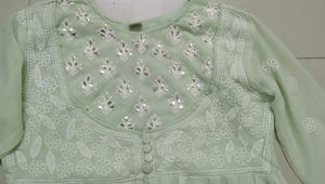 Pastel Anarkali Kurta With Chikankari Work