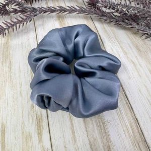 Set Of 3 L,M,S  Grey Satin Scrunchie