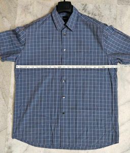 BOSS Men's Blue Checkered Short Sleeve Shirt
