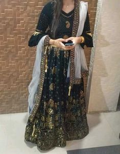 Emerald geen velvet lehenga choli