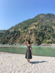 chic grey flowy net dress