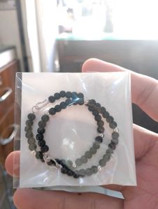 Black Moti Kadli Pair Pure Silver
