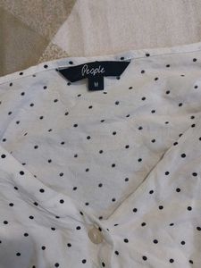 White Polka Dot Smocked Blouse