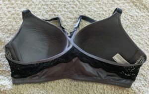 Gray Lace Trim Push-Up Bra