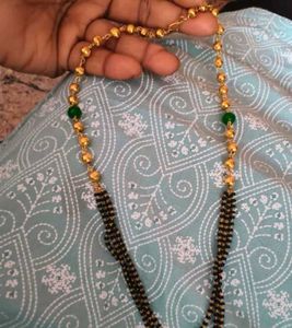 Gold Plated Mangalsutra with Green Beads