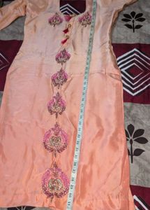 Peach Embroidered Kurta Set