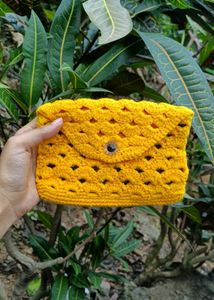Crochet Yellow Pouch