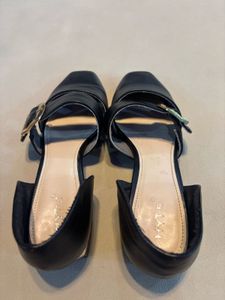 Black Square-Toe Mary Jane Block Heels
