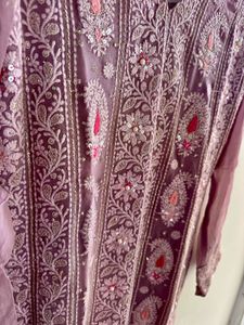 Mauve Handcrafted chickenkari suit pallazzo set