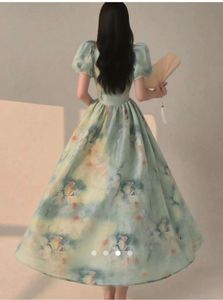 Flowy Puffed Sleeve Floral Print Dress