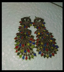 Multicolored Peacock Earrings