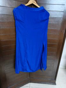And Blue One Shoulder Waterfall Skirt Co-ord Set