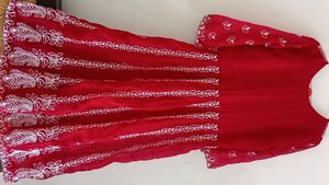 Beautiful Red Kurta with White Embroidery