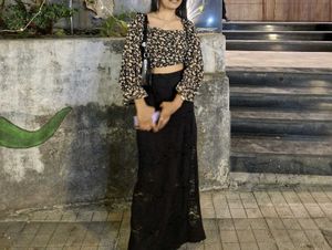 Crop Top With Slit Skirt