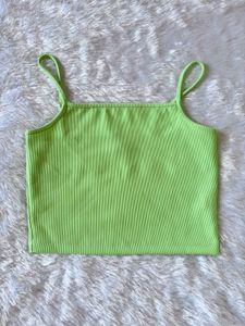 Tokyo Talkies Green Ribbed Crop Top