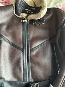 SAVANA Stylish Belted Faux Leather Coat