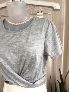 Imported grey Front twist crop top