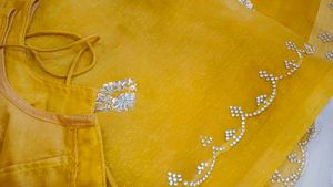 DAZZLING YELLOW EMBELLISHED SAREE + FREE EARRING!