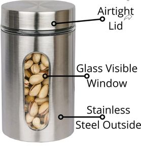 NEW STEEL &amp; GLASS STORAGE CONTAINER