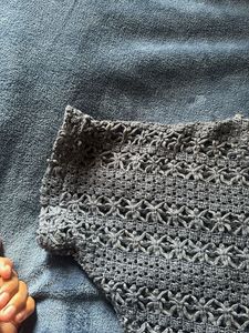 Gray Crochet Knit Top