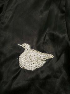 black satin hand work shirt