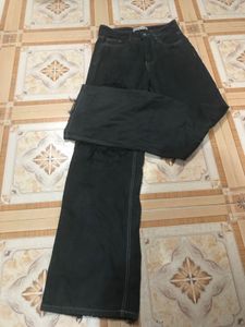 Trendy Black Wide Leg Jeans