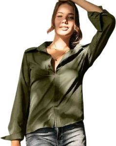 Stylish olive Button-Up Shirt
