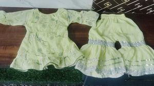 Light Yellow Kurta Set with Sharara Pants