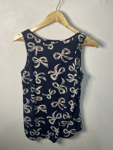Dorothy Perkins Navy Bow Print Sleeveless Top