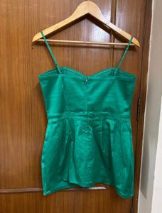H&amp;M Emerald Green Satin Strappy Top