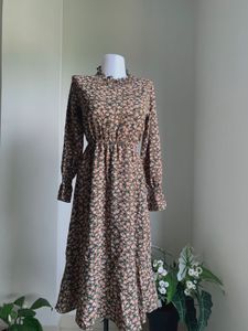 Floral Print Long Sleeve Midi Dress