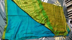 Elegant Teal Saree with Embellished Detailing