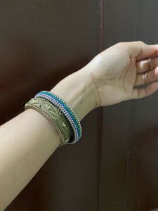 Boho Chic Beaded Metal Bangle Set