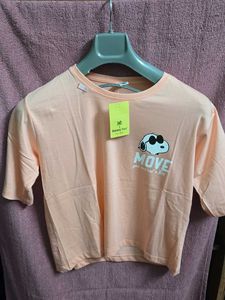 Cute Peach Snoopy Graphic Tee