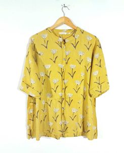 Gold Yellow Printed Top For Women's