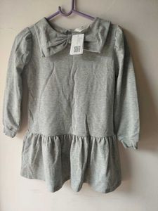 Adorable Grey Bow Detail Sweat Dress