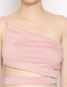 Pink One Shoulder Crop Top