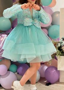 Sparkly Teal Tulle Dress with Jacket