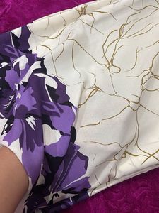 Floral Print sari - Purple &amp; White