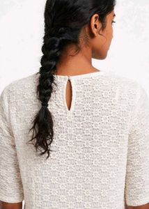Cream Textured Cropped Top