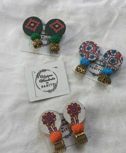 Unique Handmade Fabric Earrings (combo of 3)