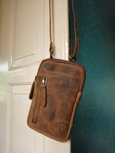 Brown Leather Phone Pouch Bag