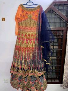 Stunning Orange &amp; Navy gown